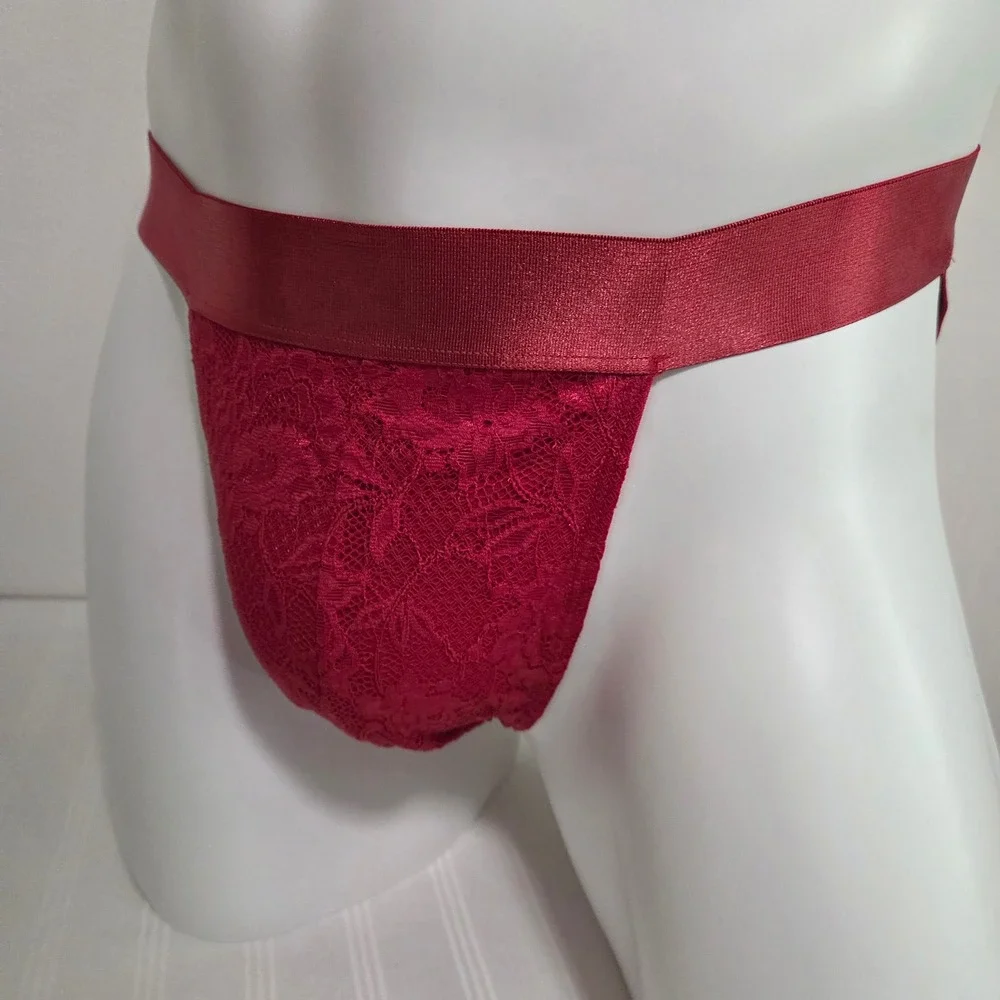 Cosabella Luxury Italian Men's Lace Jock Strap Designer Underwear Mystic Red